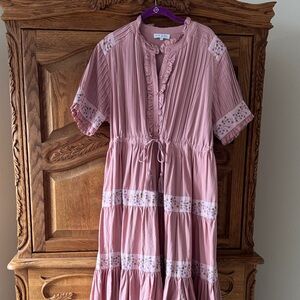 Ivy City 1X Pink Floral Midi Dress